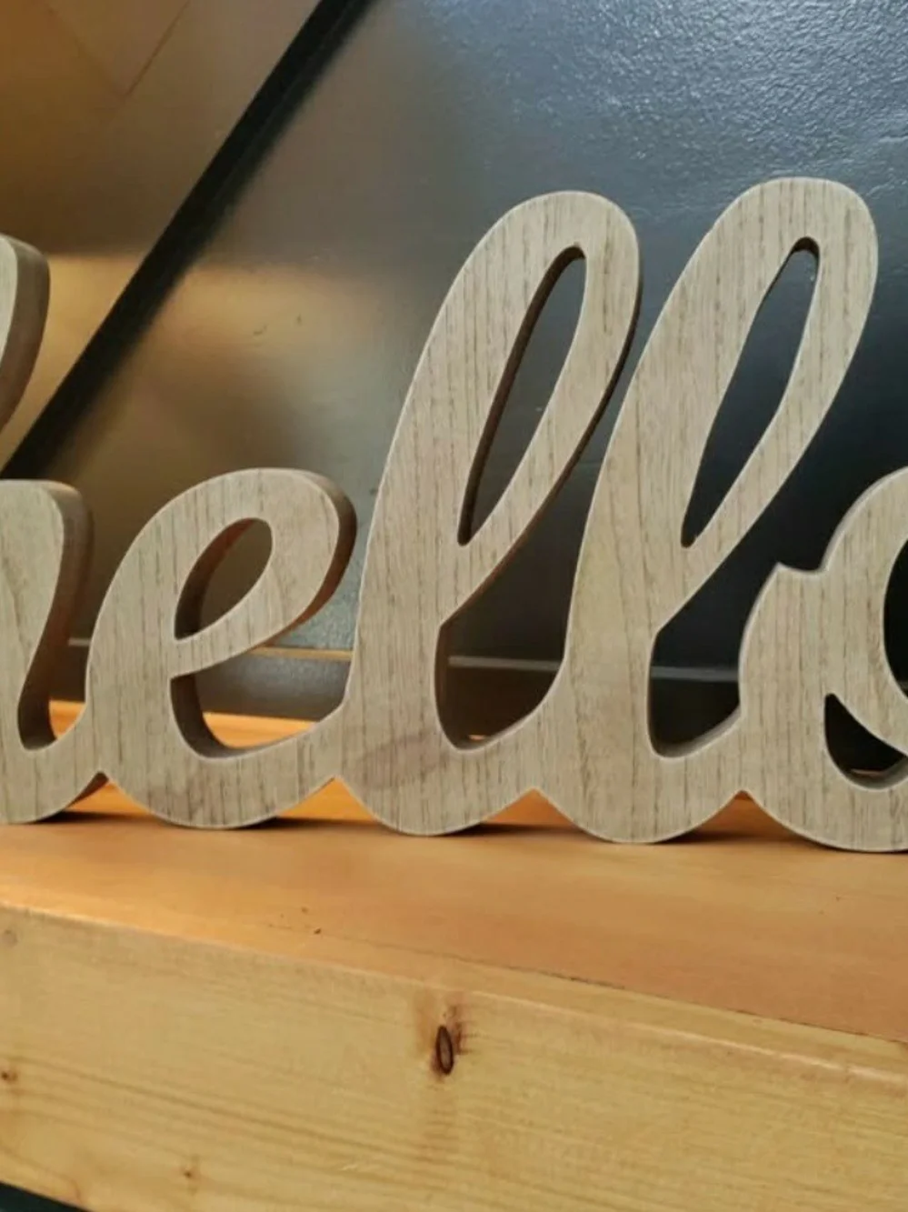 Hello Script Wooden Wall Decor - Whitewash